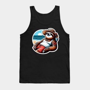 Sloth Relaxing By The Beach Tank Top